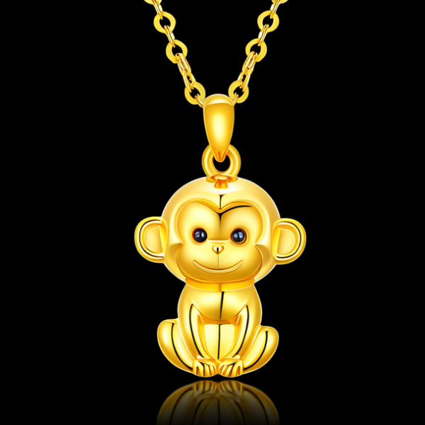 黄金生肖猴吊坠图片